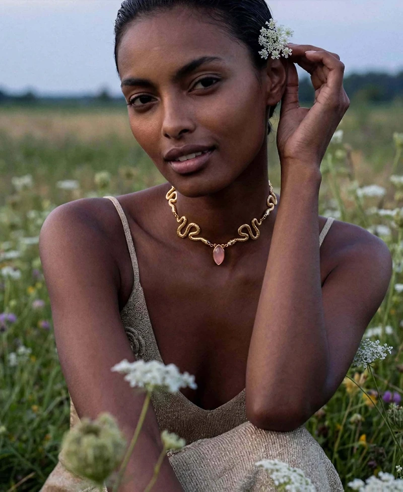 Ettika Gold-Plated Imitation Pearl Serpentina Choker Necklace