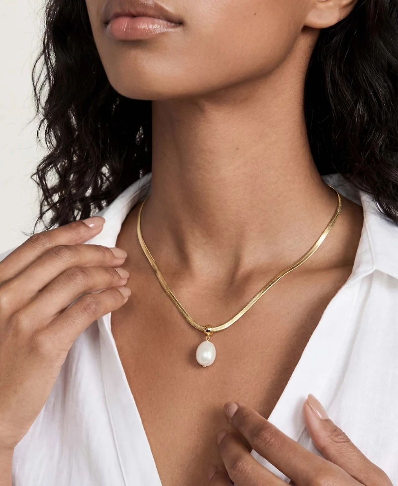 Ettika Gold-Plated Bone Pendant Snake Chain Necklace