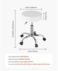 Gouun Height-Adjustable Rolling Swivel Stool with 450 lb Capacity, Pu Leather Seat