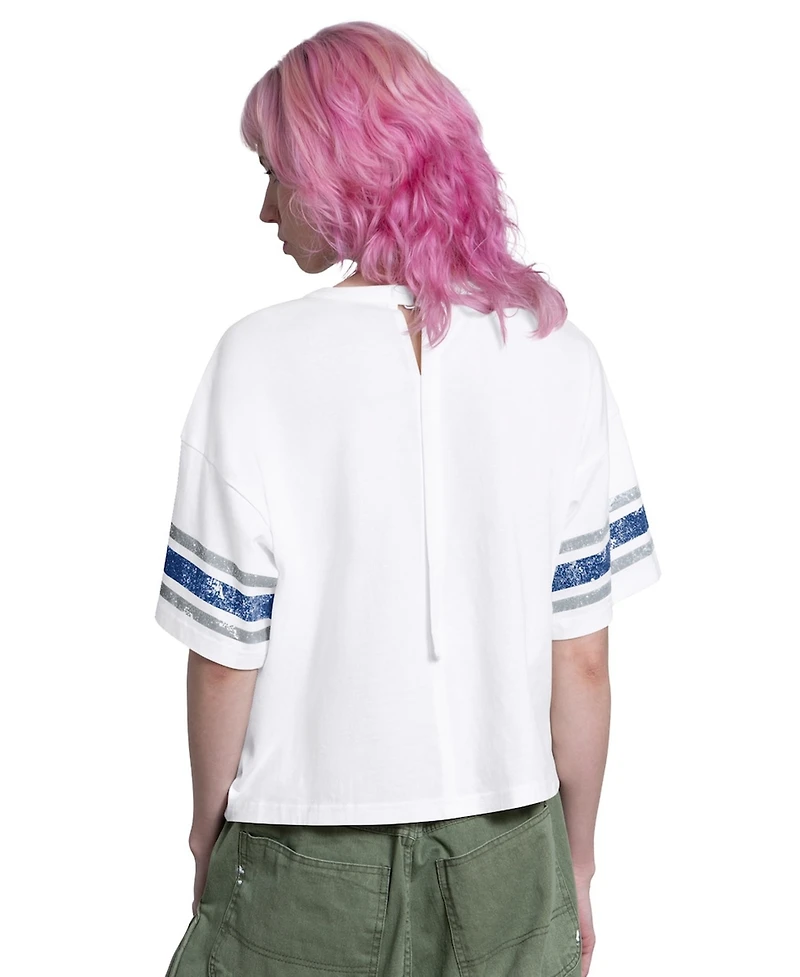 Starter Women's White Los Angeles Dodgers Cropped Hurry Up Offense T-Shirt