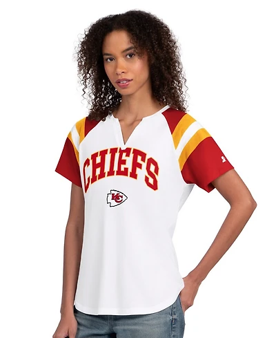 Starter Women's White Kansas City Chiefs Game On Notch Neck T-Shirt