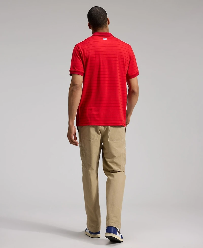 Nike Men's Red Texas Rangers Authentic Collection Striped Victory Dri-fit Polo Shirt