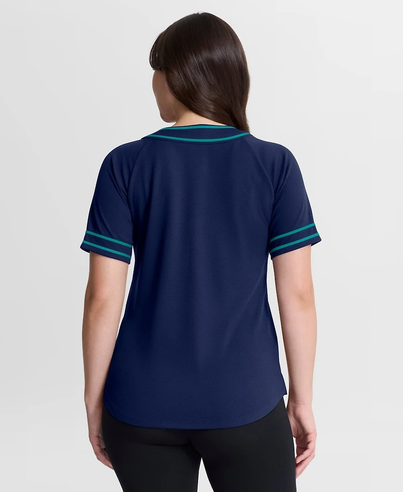 Fanatics Women's Navy Seattle Mariners Diva Race Ahead Raglan V-Neck T-Shirt