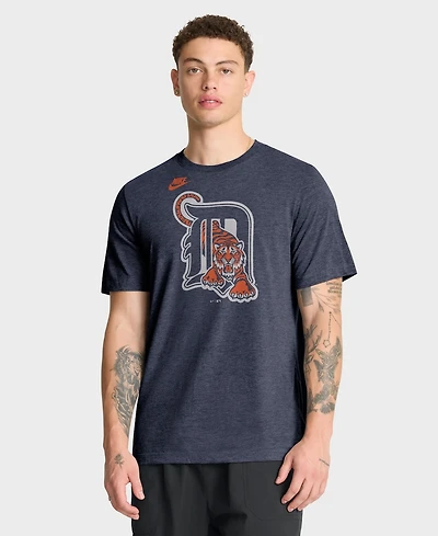 Nike Men's Heather Navy Detroit Tigers Cooperstown Logo Tri-Blend T-Shirt