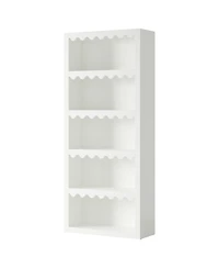 Slickblue 5-Tier Modern Bookcase with Decorative Scalloped Shelves for Living Room