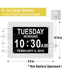 Jall Large Screen Digital Day Clock-2 to 5 Alarms for Medication Reminders Auto Dimming (Day and Night)-Ideal for Seniors and Dementia