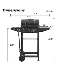 Asagikoiai 2 Burner Propane Gas Grill with Side Burner, Stainless Steel Outdoor Bbq