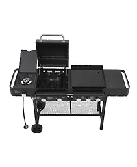 Asagikoiai 5 Burner Propane Gas Grill and Griddle Combo, 56,000 Btu Outdoor Bbq with Side Burner