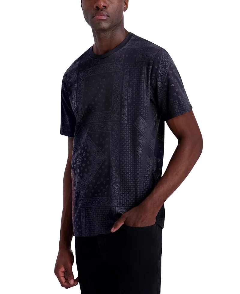 Karl Lagerfeld Paris Men's Bandana Print T-Shirt