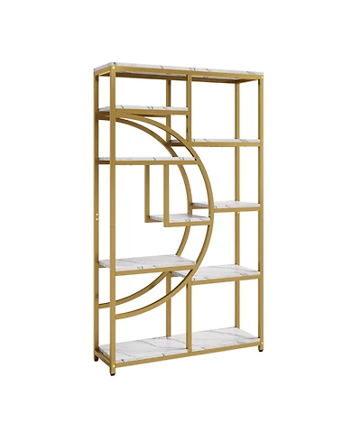 Slickblue Modern Etagere Bookshelf with 9 Open Shelves for Books and Decor