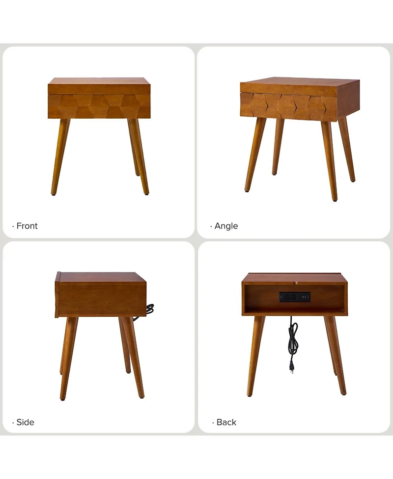 Hulala Home Jacob Mid-Century Modern End Table with Flared Legs