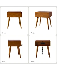 Hulala Home Jacob Mid-Century Modern End Table with Flared Legs