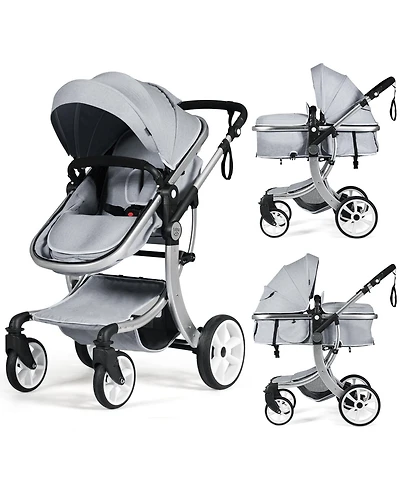2-in-1 Baby Stroller High Landscape Infant Stroller w/ Reversible Seat