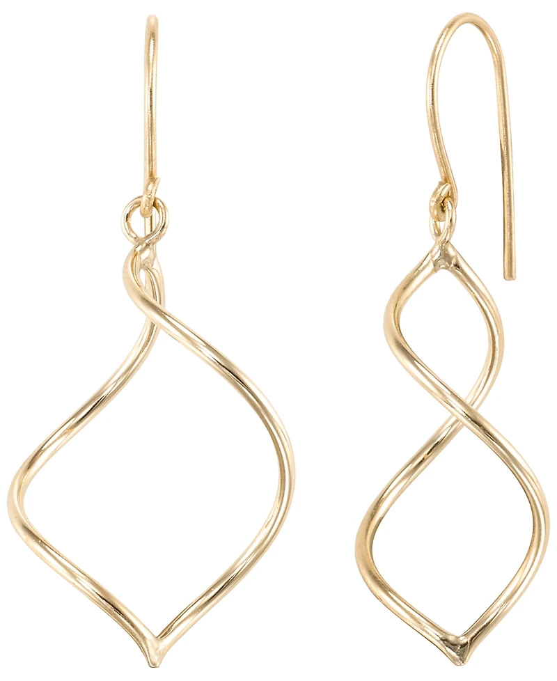 Italian Gold Open Work Marquise High Polished Drop Fish Hook Earrings in 10k Yellow Gold