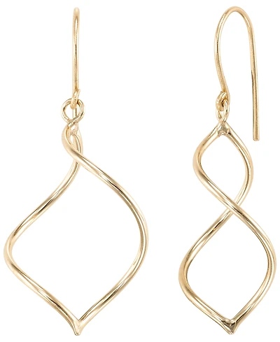 Italian Gold Open Work Marquise High Polished Drop Fish Hook Earrings in 10k Yellow Gold