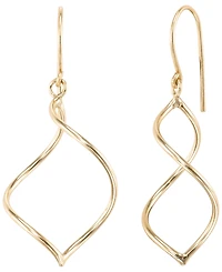 Italian Gold Open Work Marquise High Polished Drop Fish Hook Earrings in 10k Yellow Gold