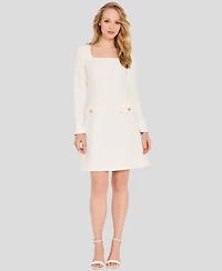 Tahari Asl Women's Long-Sleeve Square Neck Dress