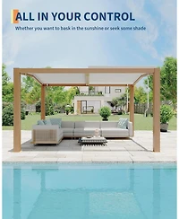 gaomon Louvered Pergola - Outdoor Pergolas with Adjustable Louvered Roof, Reinforced Aluminum Frame, Integrated Drainage System