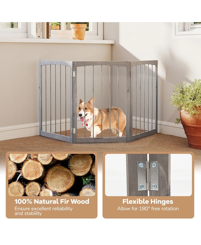 Cozito 30 in Tall Wooden Pet Fence for Cats, Small and Medium Dogs