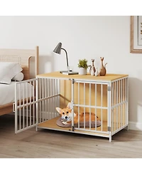 Cozito 40 in Dog Crate Furniture Kennel with Dual Lockable Double Doors