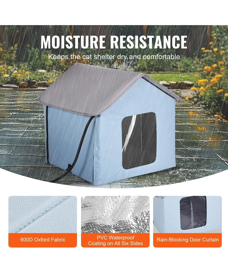 Cozito Heated Cat House, Small Outdoor Foldable Kitty Shelter with Timer and Heated Pad