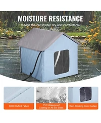 Cozito Heated Cat House, Small Outdoor Foldable Kitty Shelter with Timer and Heated Pad