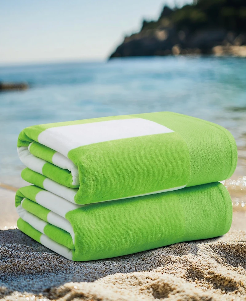 Oceanfront Resort Cotton Cabana Stripe Jacquard Beach Towels, Set of 2