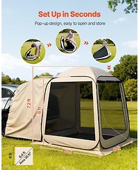 Cozito Screen House Tent, 6 x 6 ft 4-6 Person Suv Tailgate Canopy with Carry Bag
