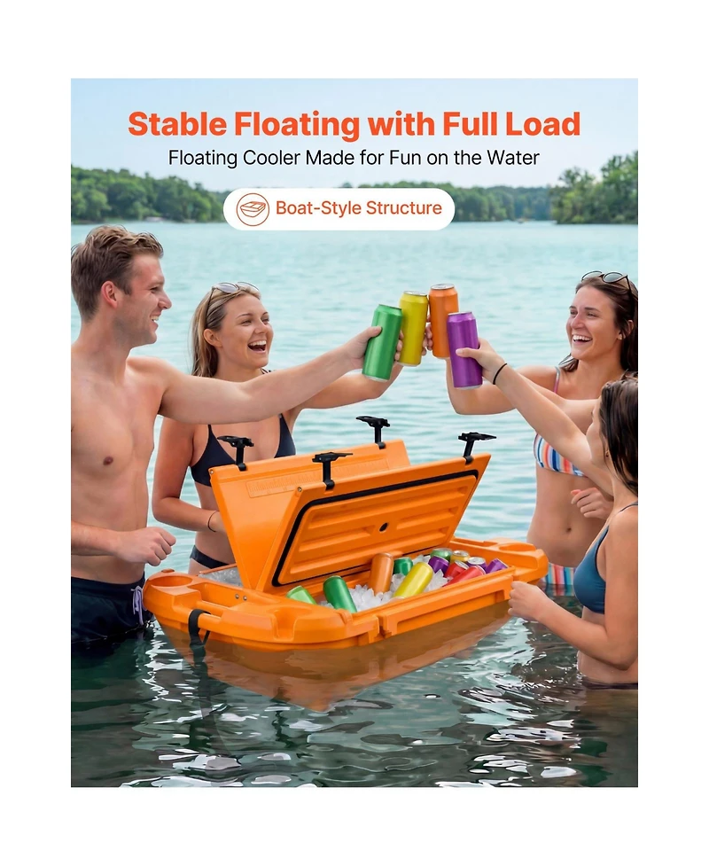 Cozito Floating Cooler 40 Qt Ice Chest with Dry Storage and Tow Rope