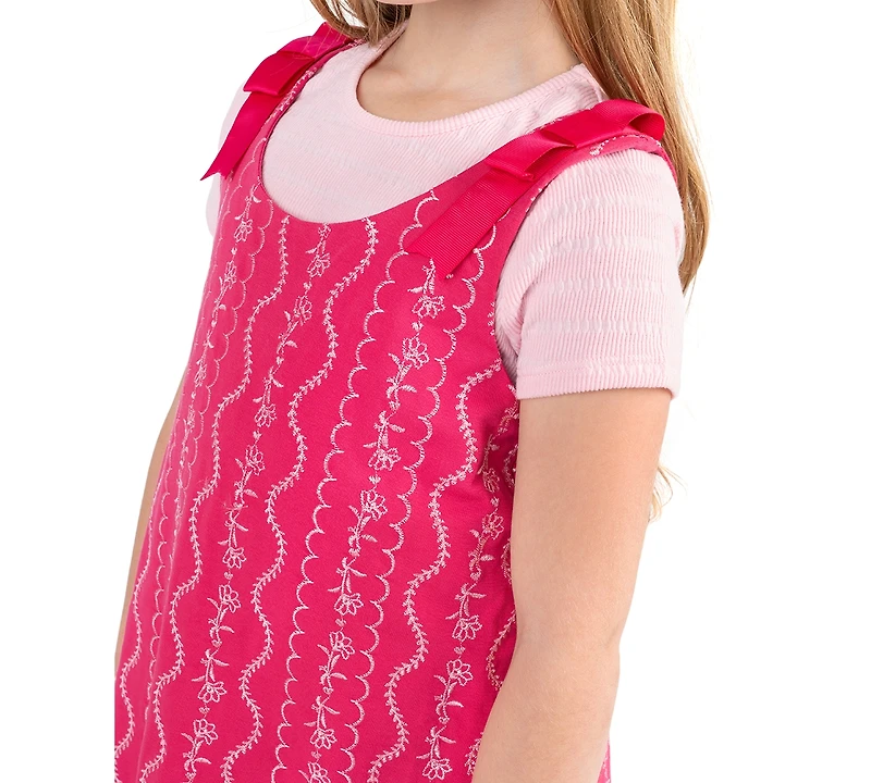 Rare Editions Girls' 2T-6X Short-Sleeve Top and Jumper, 2-Piece Set