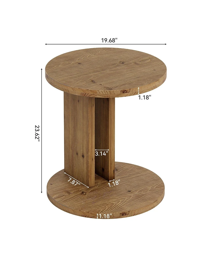 Slickblue Modern Solid Wood End Table with C Shaped Space Saving Design