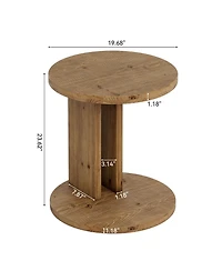 Slickblue Modern Solid Wood End Table with C Shaped Space Saving Design