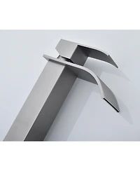 Phying Waterfall Spout Bathroom Sink Single Handle Faucet with Pop-Up Drain