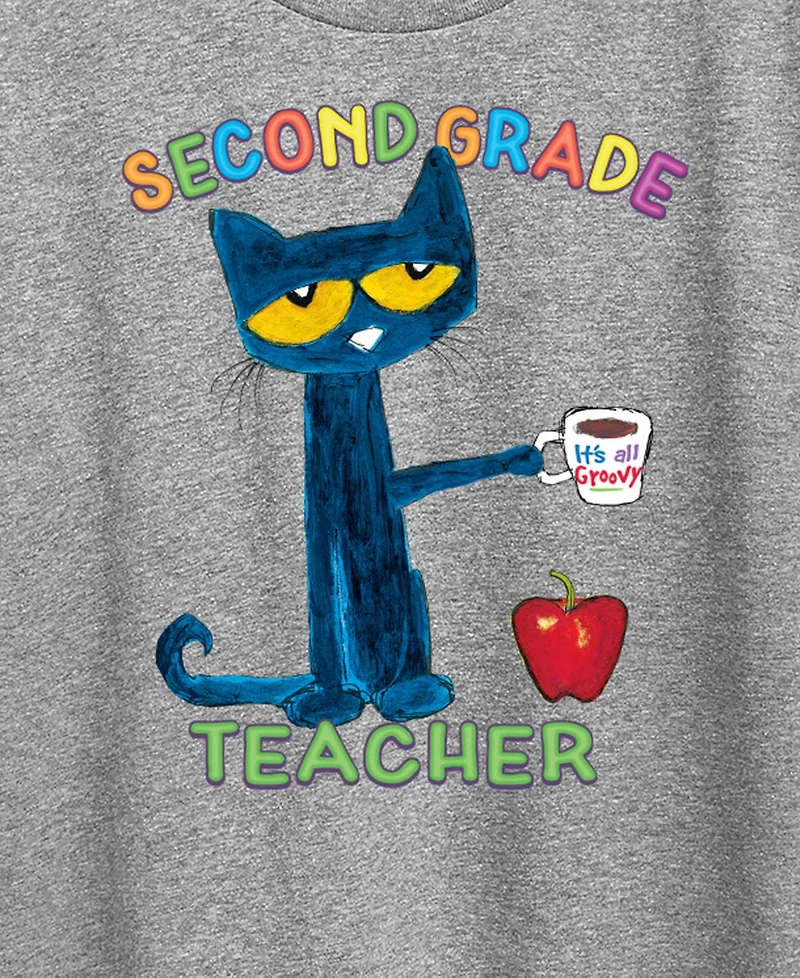 Hybrid Apparel Plus Pete the Cat Second Grade Teacher Graphic T-Shirt