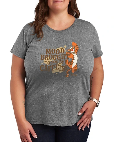 Hybrid Apparel Plus Winnie The Pooh Tigger Mood Brought to You by Caffeine Graphic T-Shirt