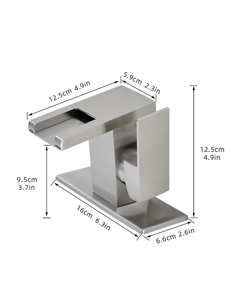 Phying Bathroom Sink Faucet Led Light 3 Colors Changing Waterfall Glass Spout Hot Cold Water Mixer Single Handle One Hole Deck Mounted Bathroom Faucet
