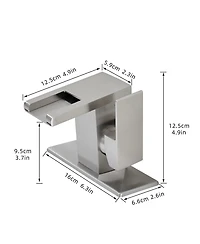 Phying Bathroom Sink Faucet Led Light 3 Colors Changing Waterfall Glass Spout Hot Cold Water Mixer Single Handle One Hole Deck Mounted Bathroom Faucet