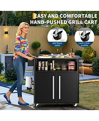 gaomon Stainless Steel Kitchen Cart with Storage Cabinet, Include Hooks, Spice Rack