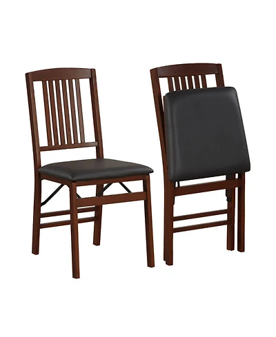 Gouun Set of 2 Foldable Upholstered Kitchen Chairs with Padded Pvc Leather Seat