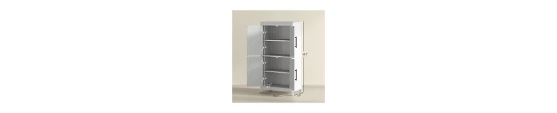 Busdays Bathroom Floor Storage Cabinet Farmhouse Style with 4 Doors and Adjustable Shelf