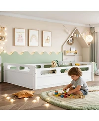 Streamdale Furniture Full Size Platform Bed with Guardrails, Low Profile, No Box Spring Needed