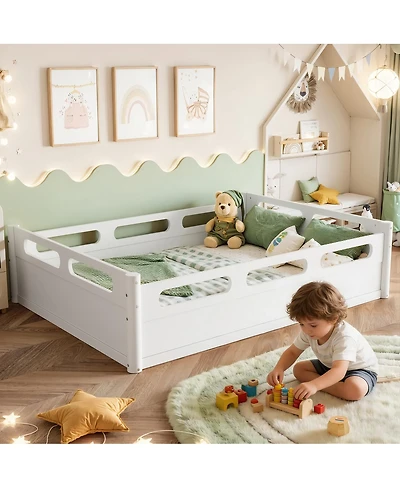 Streamdale Furniture Full Size Platform Bed with Guardrails, Low Profile, No Box Spring Needed