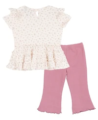 Rare Editions Baby Girls' Pointelle Tiered Ruffle Top and Legging, 2-Piece Set