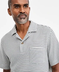 Club Room Men's Textured Knit Striped Popover Polo Shirt, Macy's Exclusive