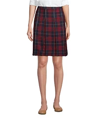Lands' End Women's Top of the Knee Plaid Box Pleat Skirt