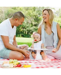 Bumbo Baby Infant Soft Foam Floor Seat Chair with Eating and Top Tray Attachment