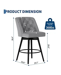 homfan Set of 2 Swivel Counter Height Bar Stools with Backs, Modern Chairs for Kitchen Island and Home