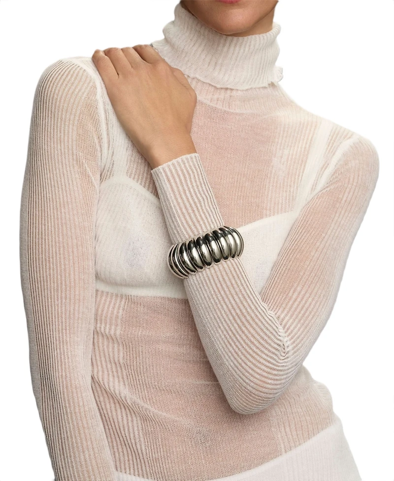 St. Moran Silver Fluted Stretch Baroque Bracelet