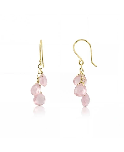 The Lovery Rose Quartz Bead Dangle Earrings 14K