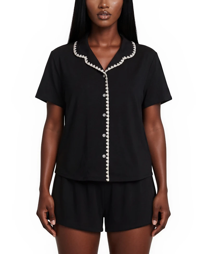 Flora by Nikrooz Women's Anneliese Stitch Top and Shorts, 2-Piece Set